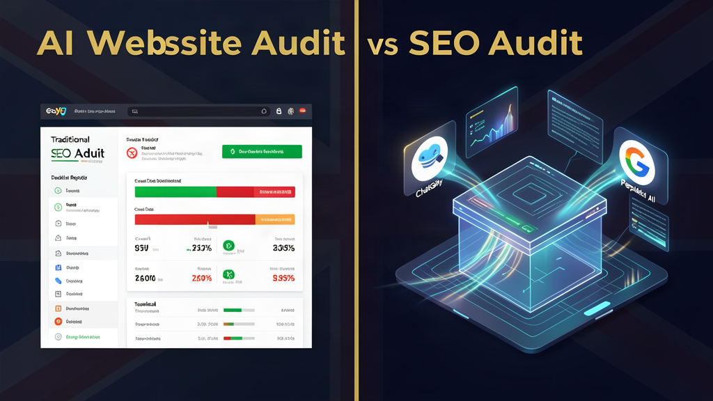 AI Website Audit vs SEO Audit comparison showing traditional and AI-powered audit approaches