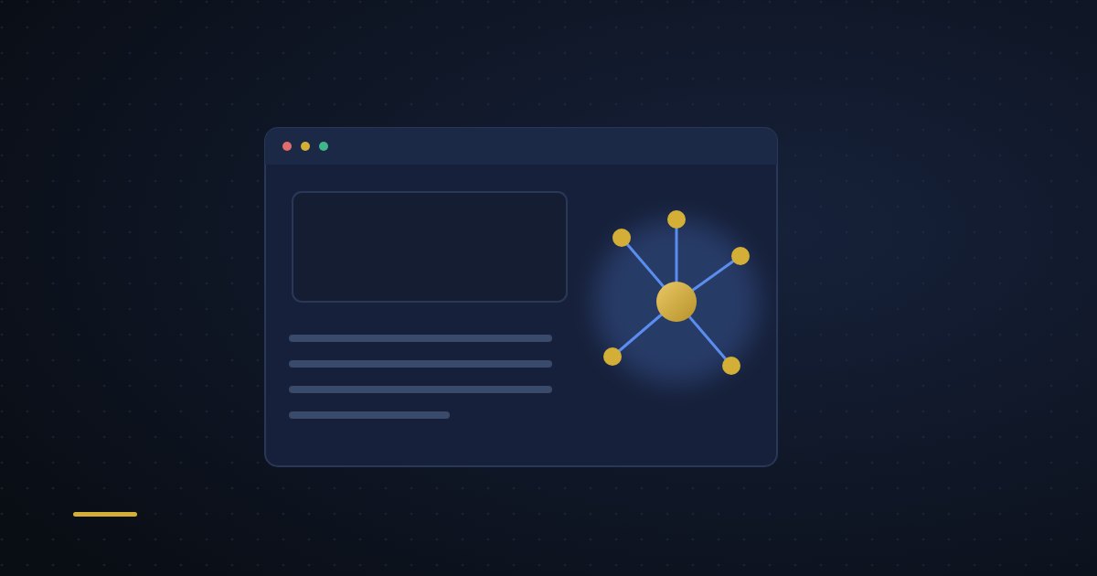 Illustration of a browser window with a small connected network glowing in one corner