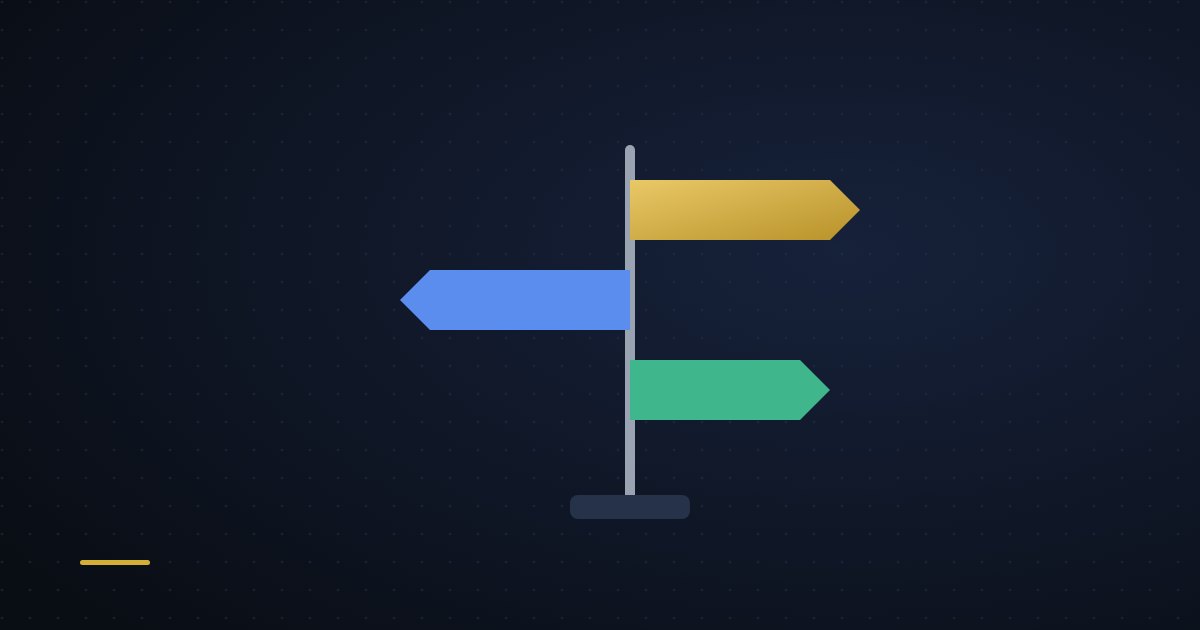 Illustration of a signpost with three arrows pointing different ways