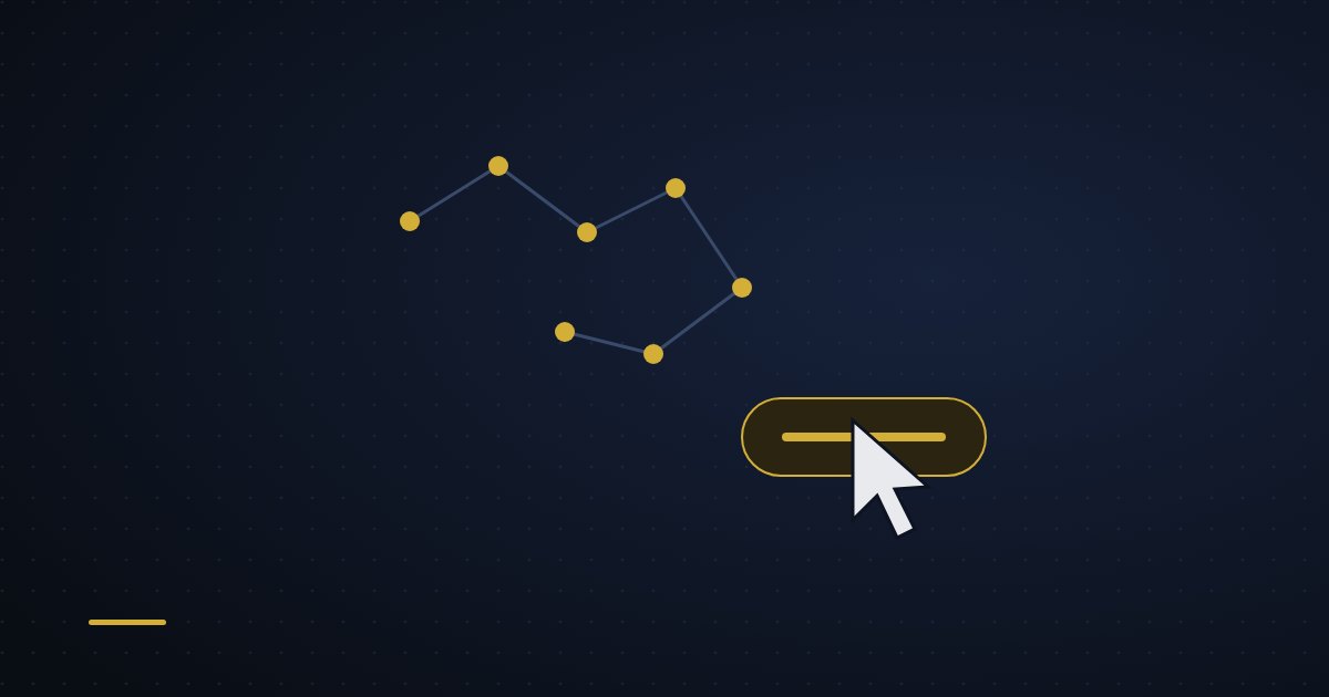 Illustration of a constellation of stars leading to a pointer clicking a button